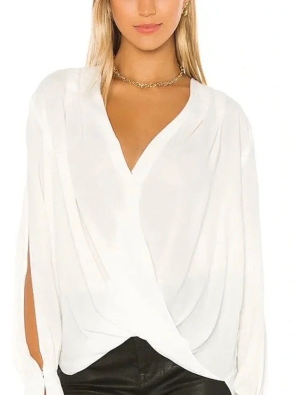 NWT 7 For All Mankind Women's Cream Silk Blouse sz Medium